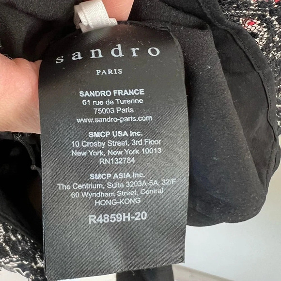 NWOT Sandro Isobel Lace Mini Dress Red Black New Designer Women’s Small - Picture 8 of 12